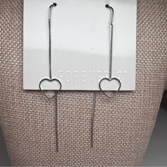 ✨5/$25 ✨Forever 21 Silver Linear Threader Drop Earrings - Picture 2 of 3